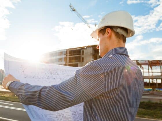 entrepreneur en bâtiment en casque