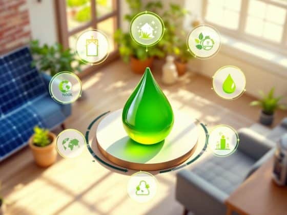 Goutte verte symbolisant l'innovation environnementale et ses impacts