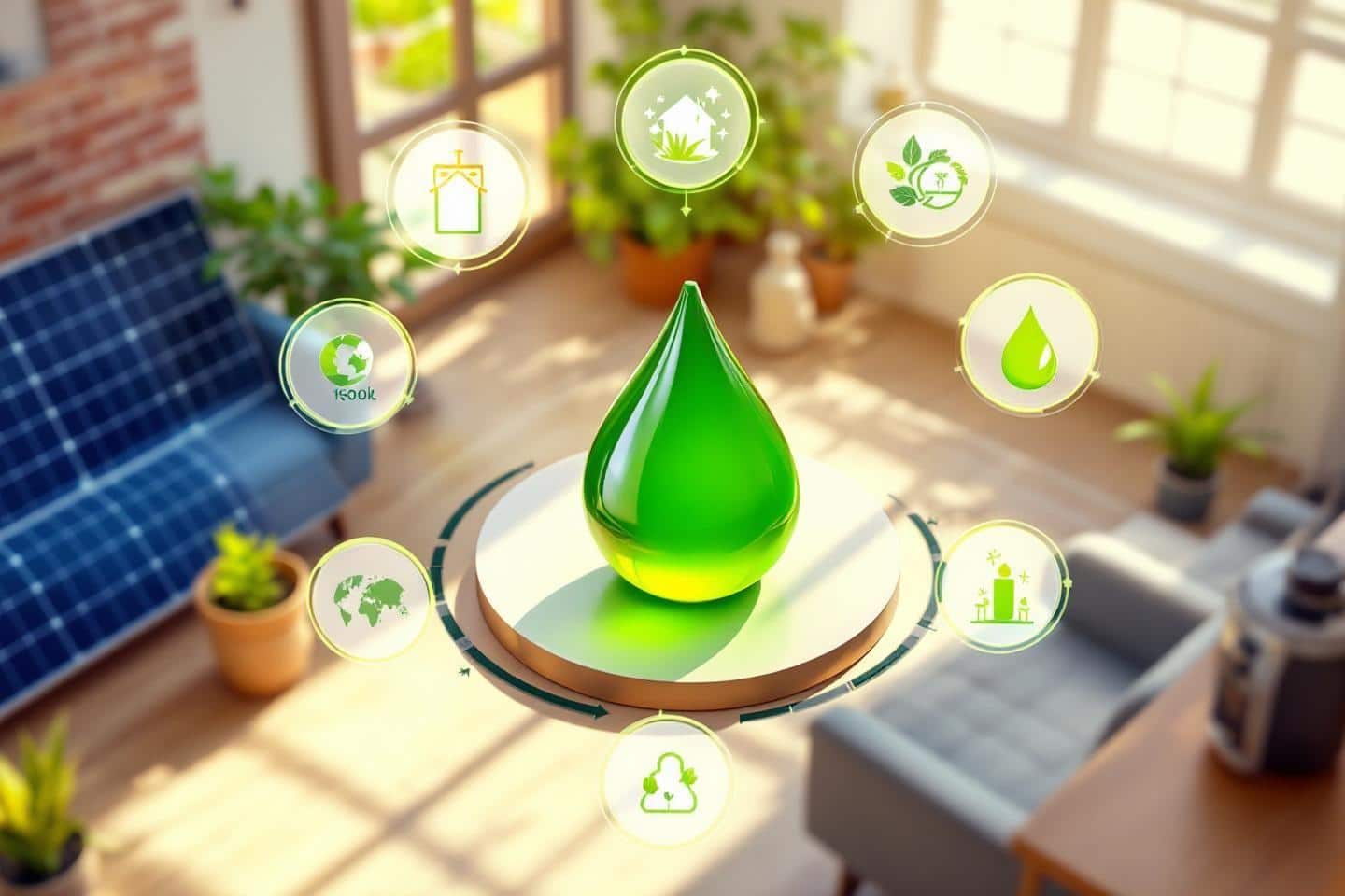 Goutte verte symbolisant l'innovation environnementale et ses impacts