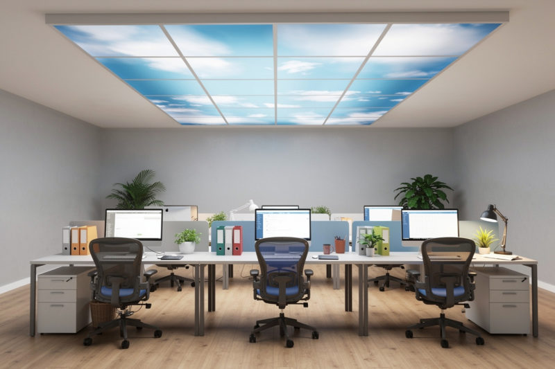 plafond lumineux pour pièce aveugle avec effet ciel